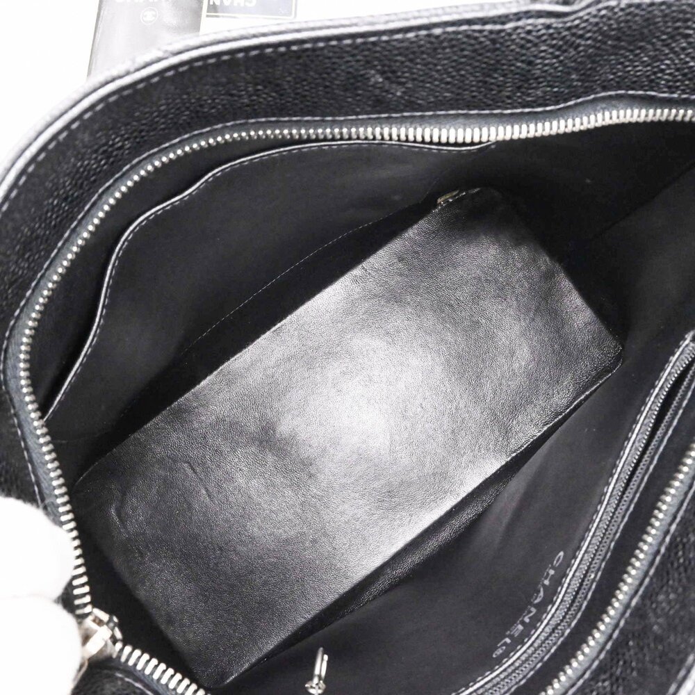 CHANEL Black Caviar Leather Logo Tote Bag - Picture 9 of 15
